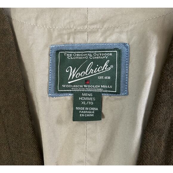 Woolrich Men’s Ruxton Brown Herringbone Wool Vest Front Pockets Size XL - Picture 3 of 6